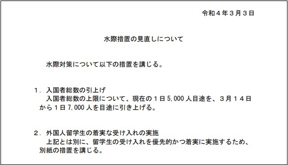 水際措置の見直し